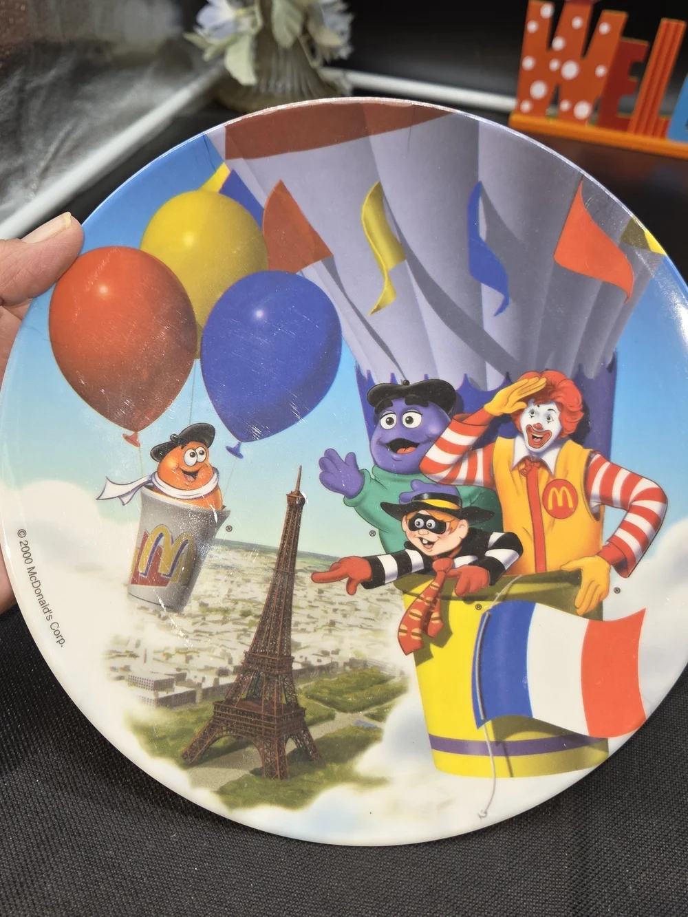 Vintage 2000 McDonald's Collector Plate Hot Air Balloon Eiffel Tower Paris